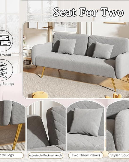 NicBex Sectional Couch Sofa with 2 Throw Pillows Sofa Bed Cloud Couch for Living Room Furniture Sets with Adjustable Back, Modular Sofa for Living Room, Bedroom, Apartment,70.47" L, Gray - LeafyLoom