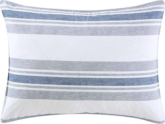 Nautica - Twin Comforter Set, Cotton Bedding for All Seasons, includes Matching Sham, Casual Home Decor, Dorm Room Essentials (Bay Shore Navy, Twin/Twin XL) - LeafyLoom