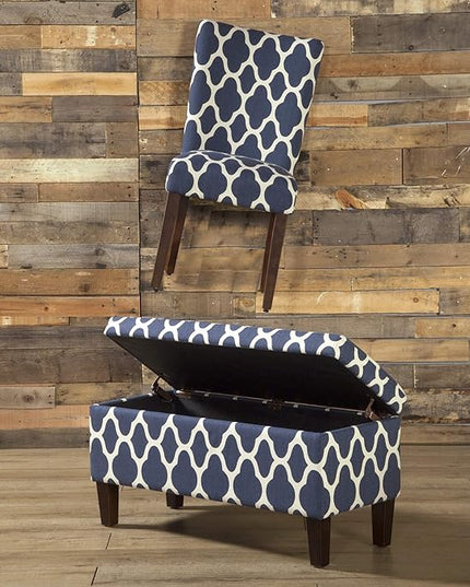 HomePop Parsons Classic Upholstered Accent Dining Chair, Set of 2, Navy and Cream Geometric - LeafyLoom