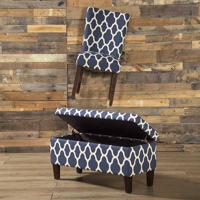 HomePop Parsons Classic Upholstered Accent Dining Chair, Set of 2, Navy and Cream Geometric - LeafyLoom
