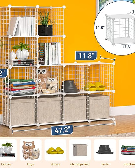TUMUCUTE Closet Organizer,12-Cube Closet Organizers and Storage,Closet Cabinet Metal Shelf Rack Storage Shelves Bookshelf,Toy Organizers and Storage Bins - LeafyLoom