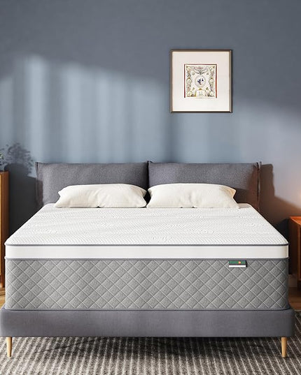 14 Inch Queen Mattress, Cooling-Gel Memory Foam and Pocket Spring Hybrid Mattress, Queen Bed Mattress in a Box, CertiPUR-US Certified, Medium Firm, Queen Size Mattress - LeafyLoom