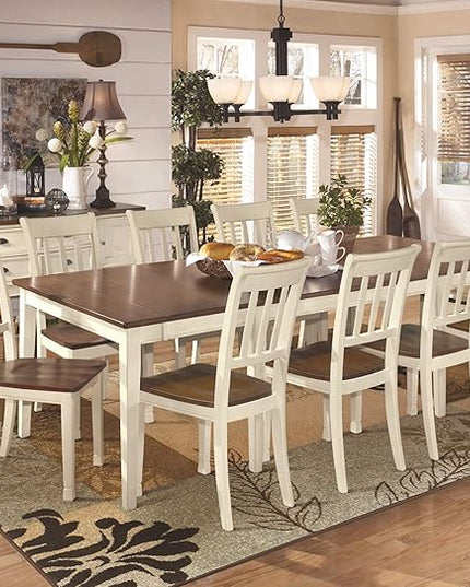 Signature Design by Ashley Whitesburg Cottage Rake Back Dining Chair, Set of 2, Brown & Off-White - LeafyLoom