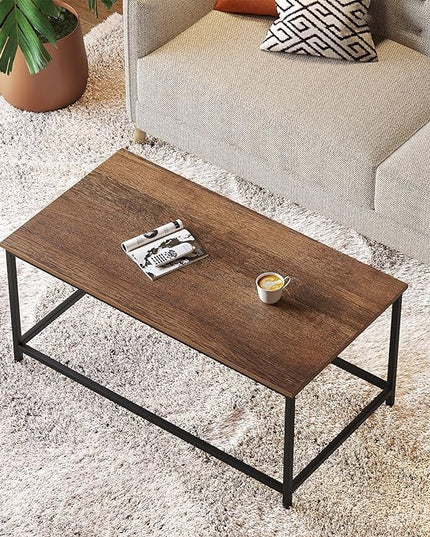 SAYGOER Coffee Table Simple Modern Rectangular Center Table Open Space Minimalist for Living Room Home Office Industrial Cocktail Tables, Dark Walnut - LeafyLoom