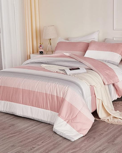 Litanika Pink Twin/Twin XL Comforter Set for Girls - 2 Pieces Blush Twin Extra Long Size Lightweight Bedding Comforter Set, All Season Down Alternative Comforter - LeafyLoom