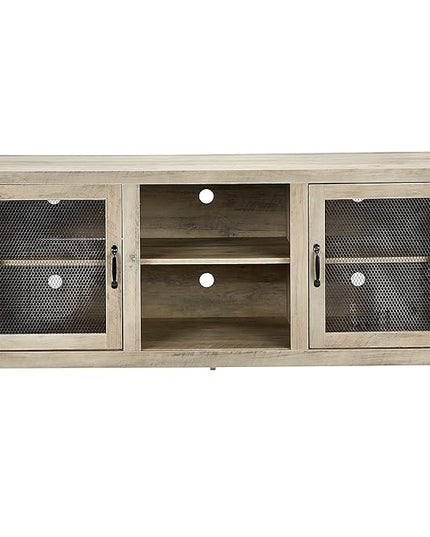 ROCKPOINT 58inch TV Stand Entertaiment Media Console Center Industrial Style Door, Grey wash - LeafyLoom