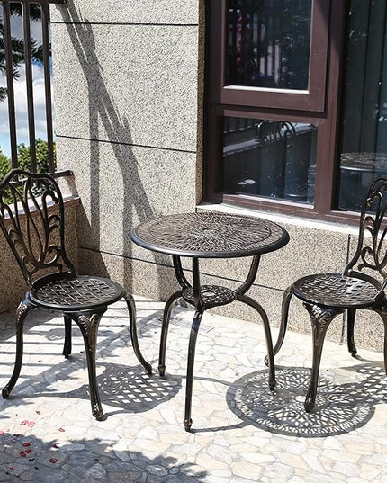C/G 3 Piece Bistro Set,Outdoor Patio Set,Anti-Rust Cast Aluminum Bistro Table Set for Park Yard Front Porch Furniture(Antique Copper) - LeafyLoom