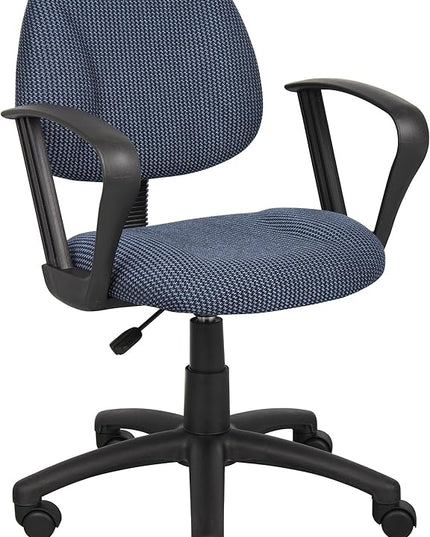 Boss Office Products Perfect Posture Delux Fabric Task Chair with Loop Arms in Blue - LeafyLoom