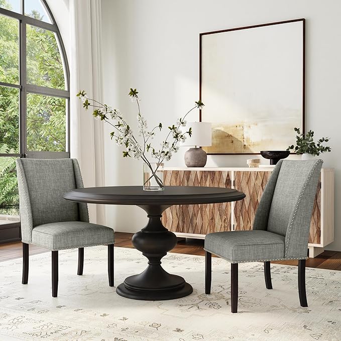 HomePop Classic Parsons Dining Chairs, Gray Woven(set of 2) - LeafyLoom