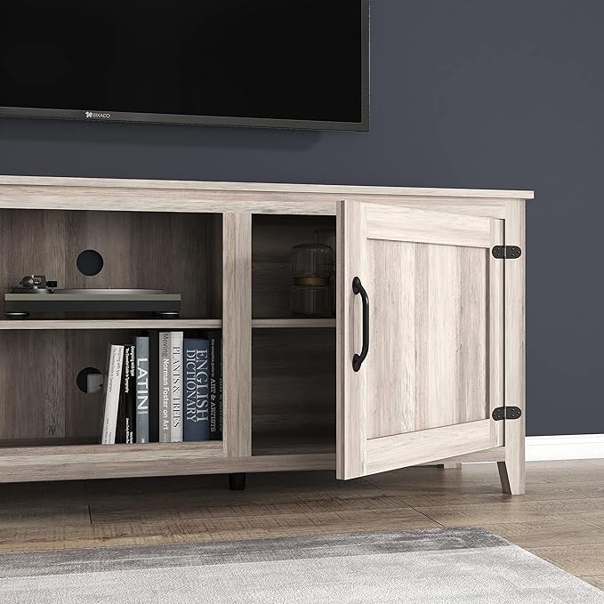 NicBex TV Stand for 60 Inch TV TV Console Table with 2 Doors and 4 Open Storage Compartments Cabinet for TV Box,Entertainment Center with Storage for Living Room,Bedroom,70.08 Inch,Grey - LeafyLoom