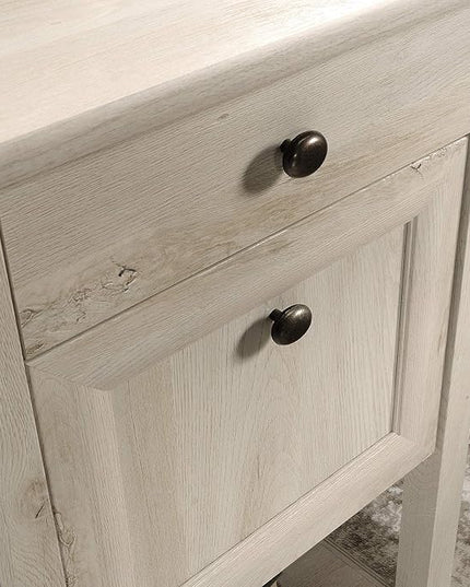 Sauder Edge Water L-Desk, L: 59.06" x W: 58.74" x H: 29.57", Chalked Chestnut finish - LeafyLoom