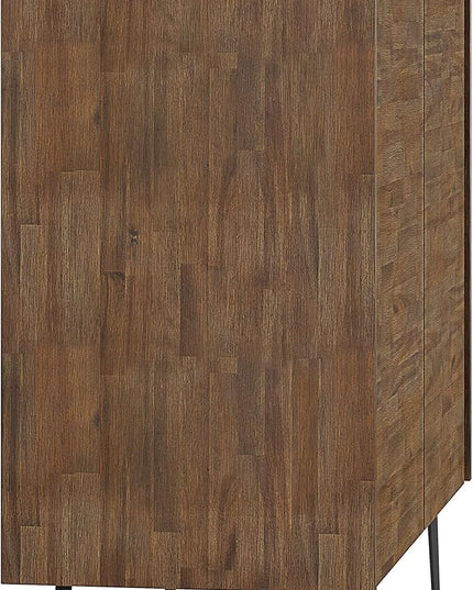 SIMPLIHOME Lowry SOLID ACACIA WOOD and Metal 39 Inch Wide Modern Industrial Medium Storage Cabinet in Rustic Natural Aged Brown, For the Living Room, Entryway and Family Room - LeafyLoom