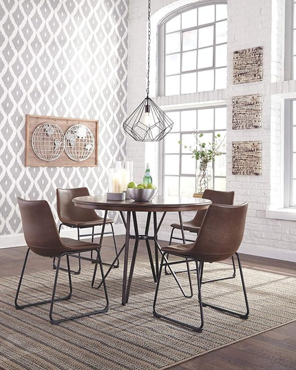 Signature Design by Ashley Mid Century Centiar 18.75" Dining Bucket Chair, 2 Count, Black and Brown - LeafyLoom