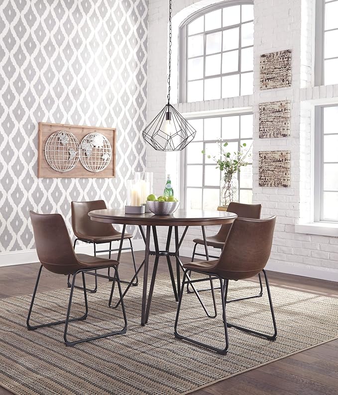 Signature Design by Ashley Mid Century Centiar 18.75" Dining Bucket Chair, 2 Count, Black and Brown - LeafyLoom
