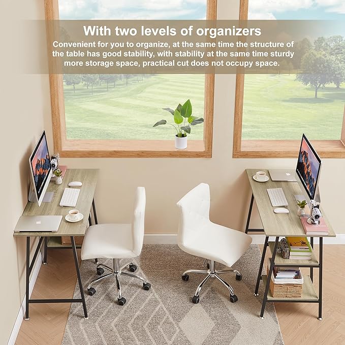 VECELO 43 Inch Computer, Writing Home Office Hutch Workstation with Shelf Storage Desk 43", New Oak - LeafyLoom