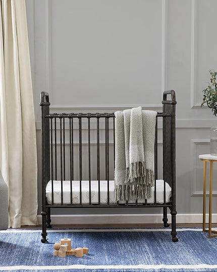 NAMESAKE Abigail 3-in-1 Convertible Mini Metal Crib in Vintage Iron, Greenguard Gold Certified - LeafyLoom