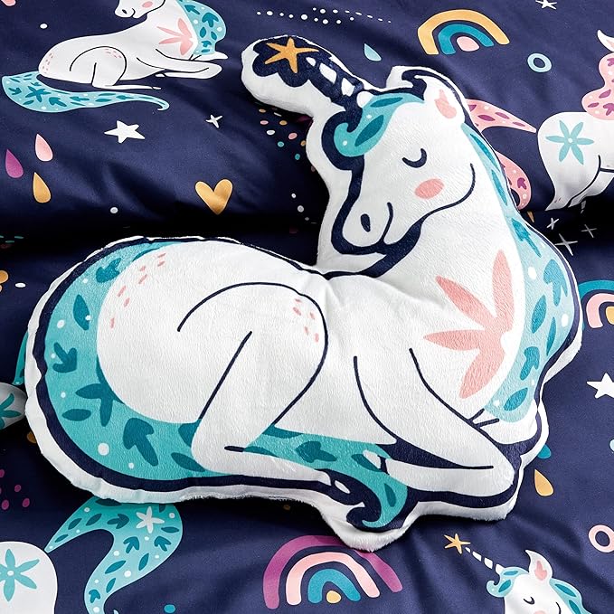 for Kids Unicorn Magic 4-Piece Comforter Set - Beautiful Motif Design Bedding Set with Embrodery Print - LeafyLoom