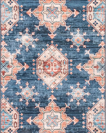 nuLOOM Finley Machine Washable Vintage Distressed Ultra Thin Runner Rug, 2' 6" x 8', Navy - LeafyLoom