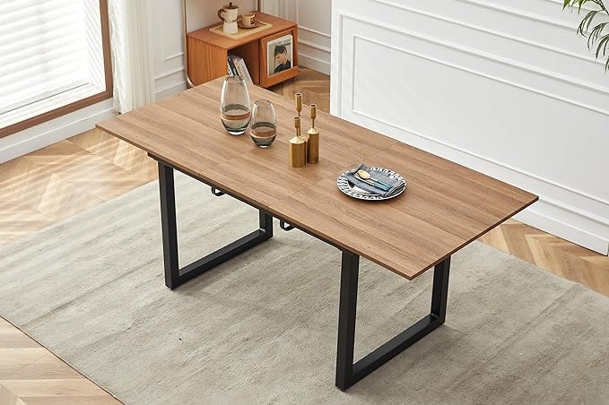 NicBex Small Dining Table Set for 4 Dining Room Set 5 Pieces Dining Set, Mid-Century Dining Table with MDF Table Top, Pedestal Dining Table, Extensible Table Metal Leg, Matte Black - LeafyLoom