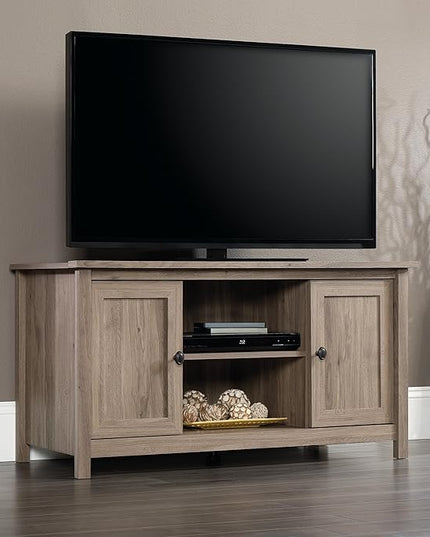 Sauder County Line Panel TV Stand, For TVs up to 47", Salt Oak finish - LeafyLoom