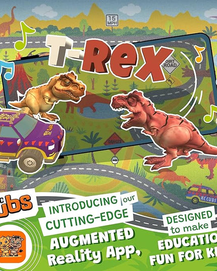 KC Cubs Playtime Collection Dinosaur Dino Safari Road Map Educational Learning & Game Area Rug Carpet for Kids and Children Bedrooms and Playroom (8'2" x 9'10") - LeafyLoom