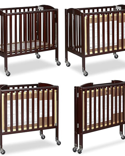 3-in-1 Folding Portable Crib, Espresso, Large - LeafyLoom