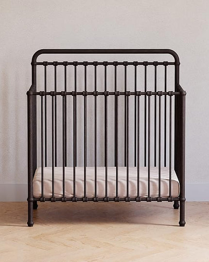 NAMESAKE Winston 4-in-1 Convertible Mini Metal Crib in Vintage Iron, Greenguard Gold Certified - LeafyLoom
