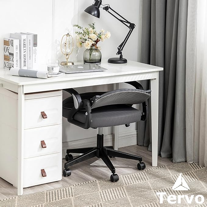 Tervo Model S | Foldable & Adjustable Height for Small Spaces | Gaming Chair | Swivel Desk Chair for Home Work | Ergonomic Mesh Computer Chair for Bedroom (Grey & Black) - LeafyLoom