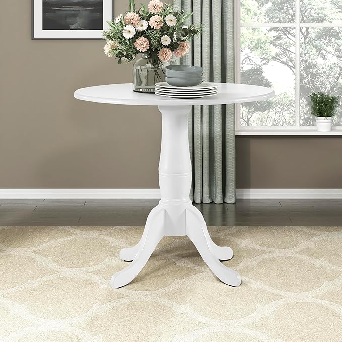 Lexicon Round Pedestal Dining Table, Kitchen Table Small Table Modern Wood Kitchen Dining Table for Dining Room and Kitchen, 32 Inch Small Dining Table for 4, White - LeafyLoom