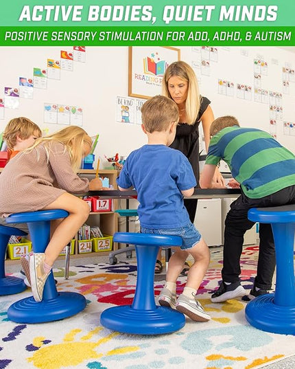 GoSports Wobble Chair - Sensory Stool for Active Kids - ADHD Chair for Classrooms or Home - 18 or 14 Inch Stool - LeafyLoom