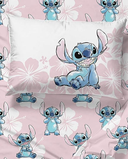 Disney Lilo & Stitch Full Comforter Set - 7 Piece Bedding includes Sheet Set & Pillow Covers - Super Soft Kids Floral Bedding - LeafyLoom
