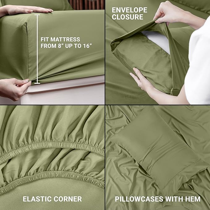 Utopia Bedding Twin Bed Sheets Set - 3 Piece Bedding - Brushed Microfiber - Shrinkage and Fade Resistant - Easy Care (Twin, Olive) - LeafyLoom