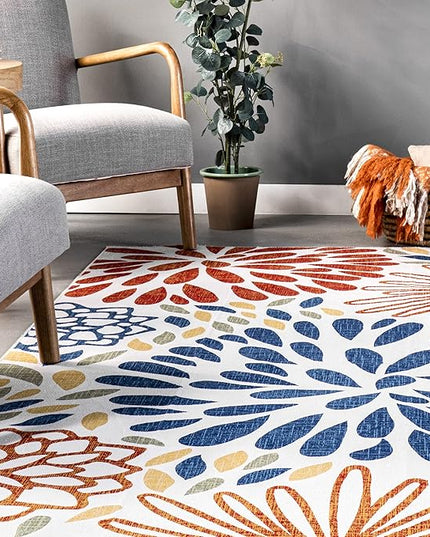 nuLOOM McEwen Bohemian Floral Machine Washable Ultra Thin Area Rug, 3' x 5', Multi - LeafyLoom