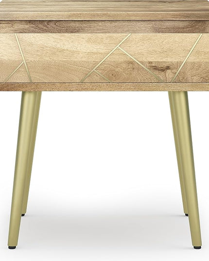 SIMPLIHOME Jager Contemporay Mid Century 22 Inch Wide Metal Side Table in Natural, for The Living Room and Bedroom - LeafyLoom