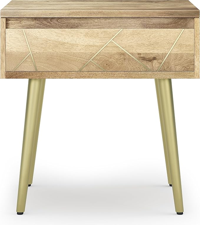 SIMPLIHOME Jager Contemporay Mid Century 22 Inch Wide Metal Side Table in Natural, for The Living Room and Bedroom - LeafyLoom