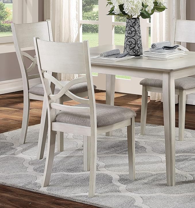 NicBex Dining Table Set Breakfast Nook Table Set 5Pc Dining Set Rectangular Table and 4 Side Chairs Wooden Dining Kitchen Furniture for Small Space, Apartment, Antique White - LeafyLoom