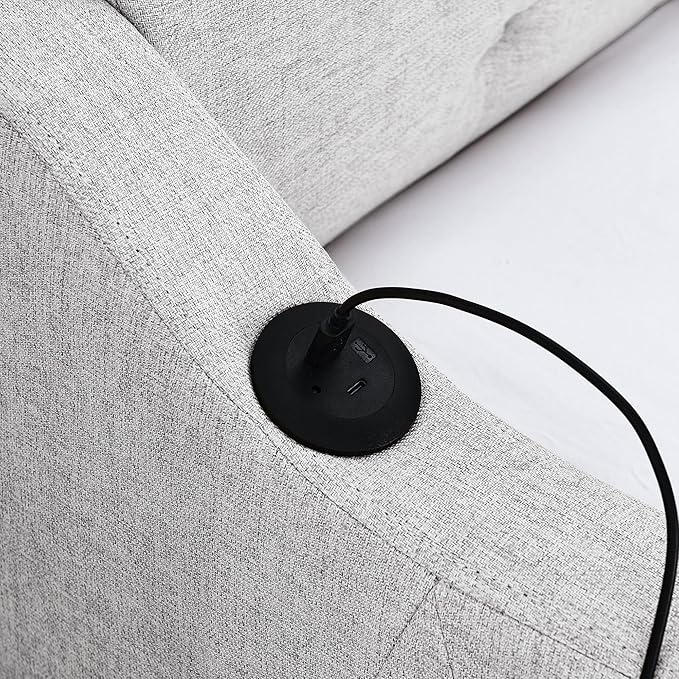 Full Size Upholstery modern linen Daybed, Trundle sofaBed,Armrest with USB charging end pull out Button Tufted Armrest side with pocket,for Bedroom Living Room - LeafyLoom