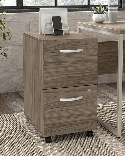 Bush Furniture HYF116MHSU-Z Bush Business Furniture Hybrid 2-Drawer Mobile File Cabinet, Letter/Legal, Modern Hickory, 20-Inch - LeafyLoom