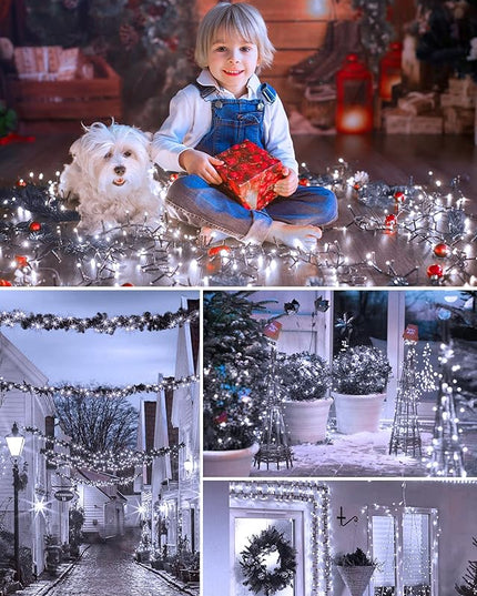 Solar String Lights Outdoor, 2 Pack Total 144FT 400 LED Solar Powered String Lights with 8 Lighting Modes, Waterproof Solar Patio Lights, Solar String Lights for Outside Tree Balcony, Pure White Minetom