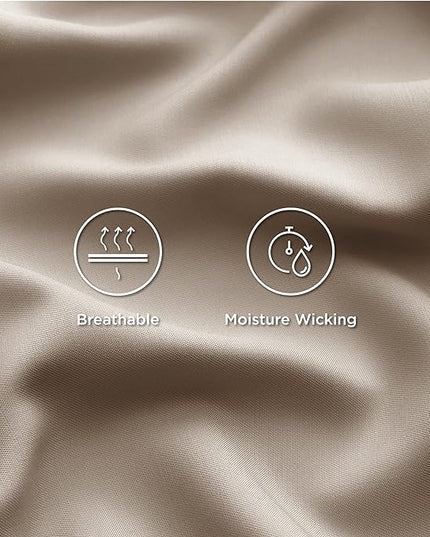 Bedsure Twin XL Sheet Set Dorm Bedding, Cooling Sheets Twin Extra Long Sheets, Rayon Derived from Bamboo, Deep Pocket Up to 16", Hotel Luxury Silky Bedding Sheets & Pillowcases, Simply Taupe - LeafyLoom