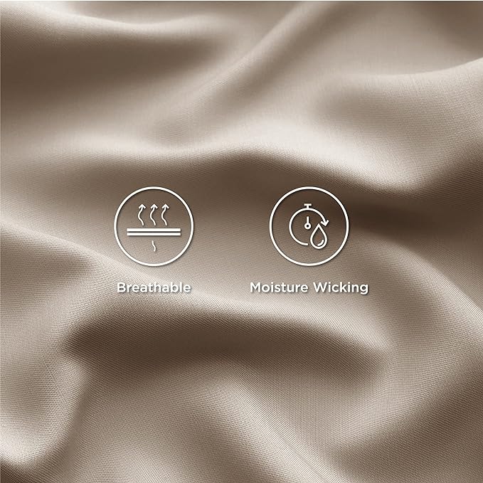 Bedsure Twin XL Sheet Set Dorm Bedding, Cooling Sheets Twin Extra Long Sheets, Rayon Derived from Bamboo, Deep Pocket Up to 16", Hotel Luxury Silky Bedding Sheets & Pillowcases, Simply Taupe - LeafyLoom