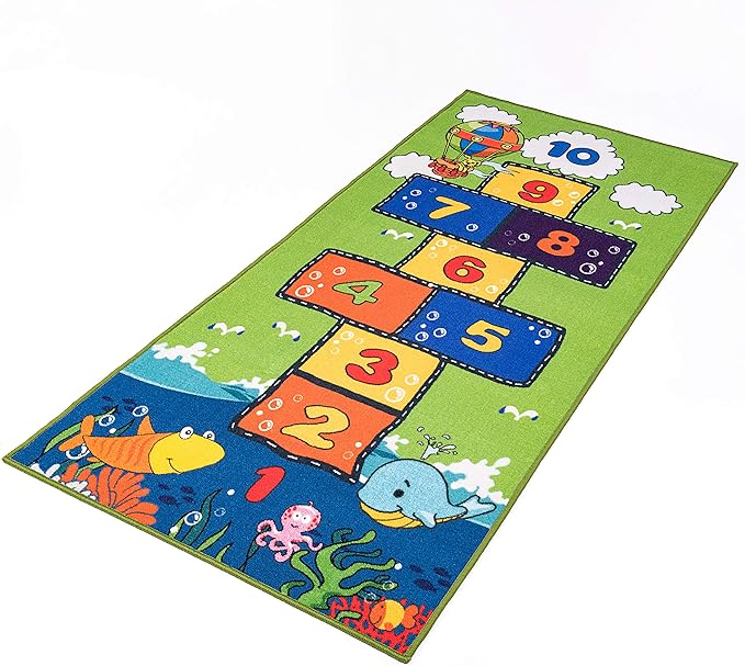 Booooom Jackson Hopscotch Kid Rug 31''x70'' Kids Preschool Rugs for3, 4, 5, 6, and 7 Year Olds,Kids Rugs for Classroom and Bedroom - LeafyLoom