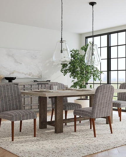 HomePop Classic Parsons Dining Chairs, Gray Midnight Woven Stripe (Single Pack) - LeafyLoom