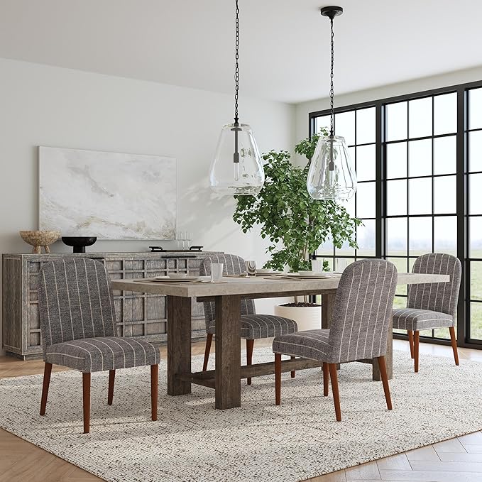 HomePop Classic Parsons Dining Chairs, Gray Midnight Woven Stripe (Single Pack) - LeafyLoom