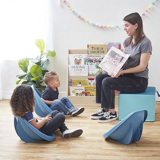 ECR4Kids Leaf Floor Seat, Rocker Chair, Peacock Blue, 6-Piece - LeafyLoom