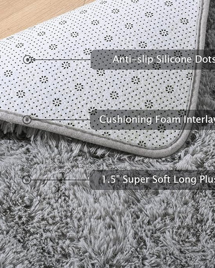 Softlife Grey 4x5.3 Feet Area Rug for Living Room Bedroom Super Soft Shaggy Rugs for Boys Girls Kids Room Fluffy Fuzzy Carpets Long Plush Bedside Rug Nursery Christmas Home Decoration - LeafyLoom