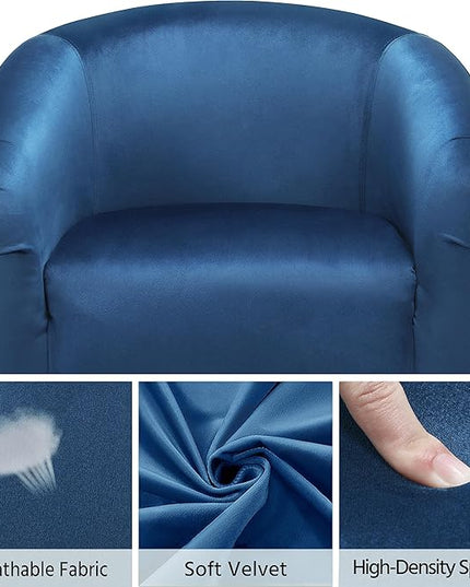 Yaheetech Club Chair, Velvet Accent Chair Upholstered Barrel Chair Sitting Chair with Armrest and Low Back for Living Room Bedroom, Pagoda Blue - LeafyLoom