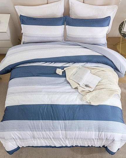 Litanika Full Comforter Set Mineral Blue - 3 Pieces Lightweight Fluffy Bedding Comforter Sets, All Season Down Alternative Comforter (1 Comforter, 2 Pillowcases) - LeafyLoom