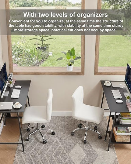 VECELO 43 Inch Computer, Writing Home Office Hutch Workstation with Shelf Storage Desk 43", New Black - LeafyLoom