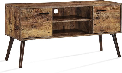 Merax Modern TV Stand for 55 Inch Televisions, Entertainment Center with 2 Storage Cabinets and Shelves, Cable Management Media Console Table Cabinet for Living Room, Bedroom, 47.5" Long, Rustic Brown - LeafyLoom